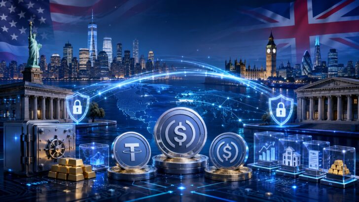 米国と英国によるステーブルコインとトークン化金融の規制連携を表現したイメージ