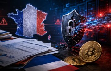 フランスの税務データ漏洩とビットコイン保有者へのサイバー・物理攻撃リスクを表現したイメージ