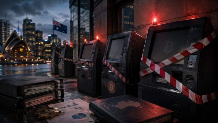 オーストラリアで規制当局により停止された仮想通貨ATMをイメージした画像