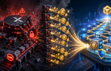 不正利用で停止したBounceBit ChainからBNB ChainへBBトークンを移行する様子を表現したイメージ