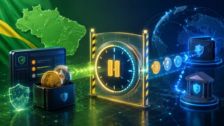 ブラジルの仮想通貨送金に最大24時間の保留措置が導入されることを表現したイメージ