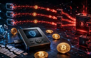 Coldcardウォレットの脆弱性を悪用し、複数の攻撃波でビットコインが流出する様子