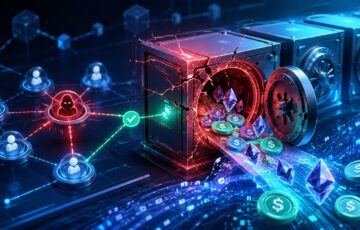ガバナンス上の脆弱性を悪用され、仮想通貨が流出するDeFi金庫を表現したイメージ