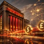 銀行建物と米ドル・英ポンドのデジタルトークン、世界を結ぶ送金ネットワークで表現したウェルズ・ファーゴのトークン化預金サービス