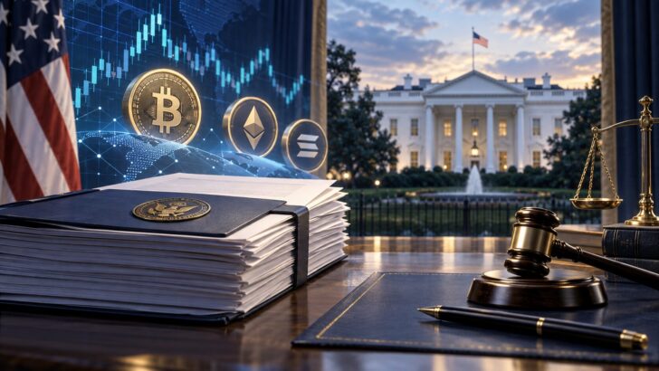 CFTCによる仮想通貨市場規制案のホワイトハウス審査をイメージしたアイキャッチ