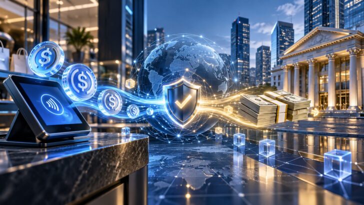 シティグループとCoinbaseの連携による、ステーブルコイン決済と法定通貨決済の接続を表現したイメージ