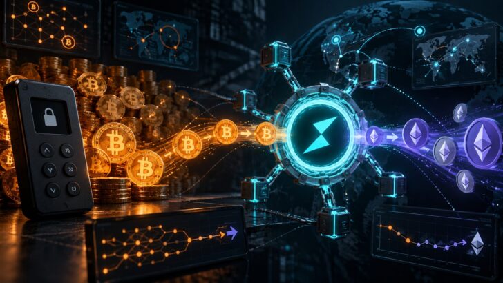 Coldcard関連の盗難ビットコインがTHORChainを経由してイーサリアムへ移動する様子を表したイメージ