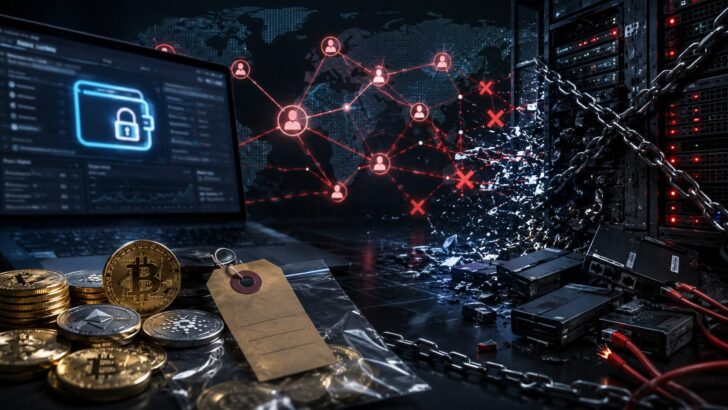 ハマス関連の仮想通貨押収と資金調達ネットワークの遮断を表現したイメージ