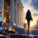 SECを退任するヘスター・ピアース氏と仮想通貨規制の転換点をイメージしたビジュアル