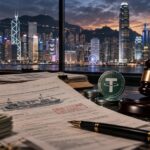 香港でUSDTによる贈収賄事件に関与した元銀行員の有罪判決を表現したアイキャッチ