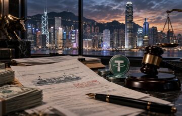 香港でUSDTによる贈収賄事件に関与した元銀行員の有罪判決を表現したアイキャッチ