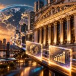 NYSEとBlockchain.comによるトークン化株式と24時間365日取引構想を表現したイメージ