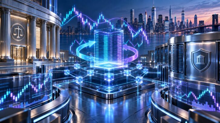 Hyperliquid上のオンチェーン無期限先物取引と米国の規制金融インフラを表現したイメージ