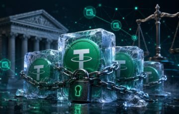 凍結されたUSDTと裁判所、天秤を表現したイメージ