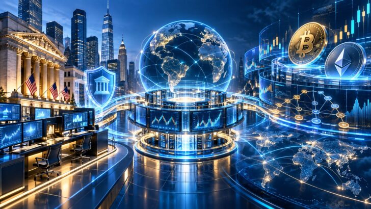 CoinbaseとDeribitの統合による米国機関投資家と世界の仮想通貨デリバティブ市場の接続を表現したイメージ
