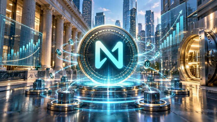 Bitwiseが米国初のスポットNEAR ETFを上場し、ステーキング報酬をファンド価値に反映する仕組みを表現したイメージ