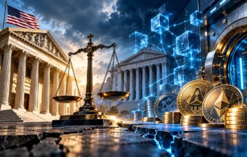 米国の銀行規制と仮想通貨信託銀行を巡る対立を表現したイメージ