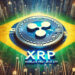 ブラジルが承認した世界初のXRPスポットETFを象徴する画像。中央にXRPロゴとETFマーク、背景にブラジル国旗が描かれている。