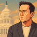 イーロン・マスク氏のDOGE離脱とトランプ政権との関係変化を象徴するイラスト