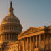 米国議会議事堂の夕景、Genius法案可決を象徴する構図