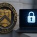米財務省の建物とデジタルIDを象徴する指紋認証の合成イメージ