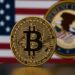 米国司法省が150億ドル相当のビットコインを押収した国際仮想通貨詐欺事件を象徴するイメージ。ブロックチェーン解析と法執行の様子を描写。