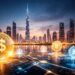 ドバイの都市景観と仮想通貨を組み合わせたイメージ、RWAやステーブルコイン規制の枠組みを表現