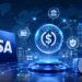 Visaの決済ネットワークと銀行、ステーブルコインの連携を表現したイメージ